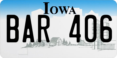 IA license plate BAR406