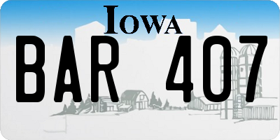 IA license plate BAR407