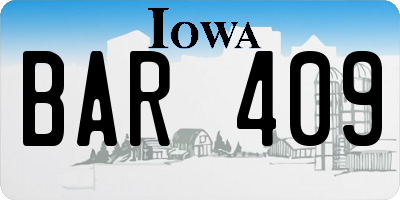 IA license plate BAR409