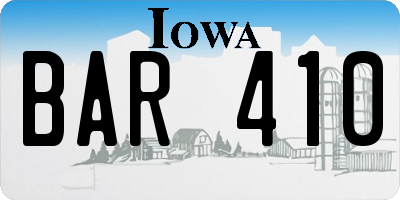 IA license plate BAR410