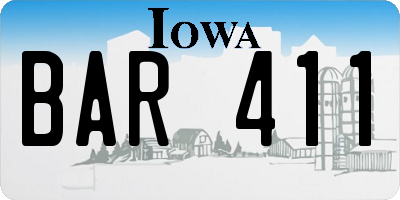 IA license plate BAR411