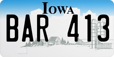 IA license plate BAR413