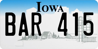 IA license plate BAR415