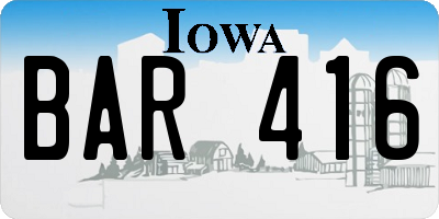 IA license plate BAR416