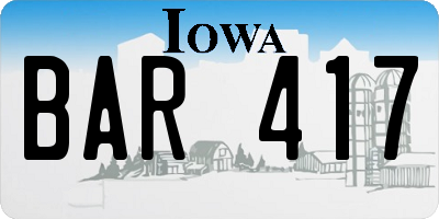IA license plate BAR417
