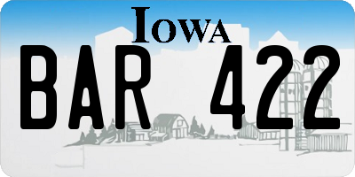 IA license plate BAR422
