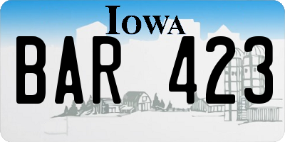IA license plate BAR423