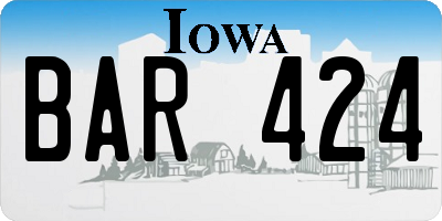 IA license plate BAR424