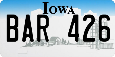 IA license plate BAR426