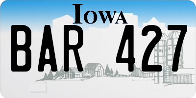 IA license plate BAR427