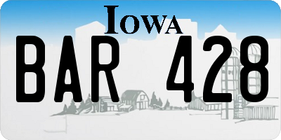 IA license plate BAR428