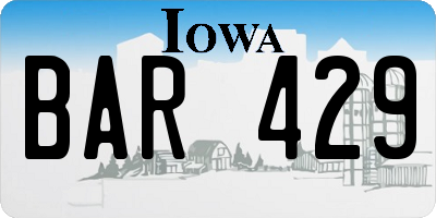 IA license plate BAR429