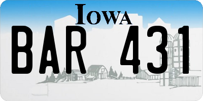 IA license plate BAR431