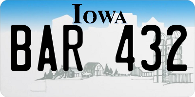IA license plate BAR432