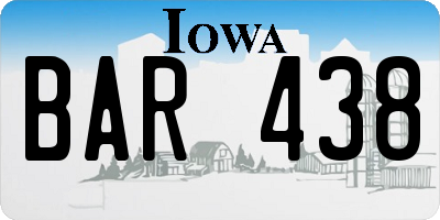 IA license plate BAR438