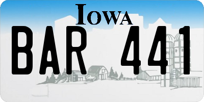 IA license plate BAR441