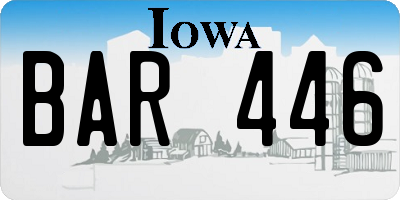 IA license plate BAR446
