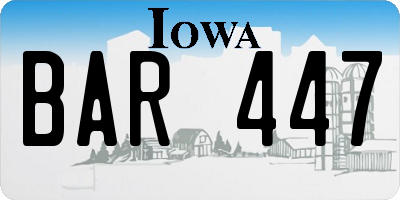 IA license plate BAR447