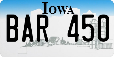 IA license plate BAR450