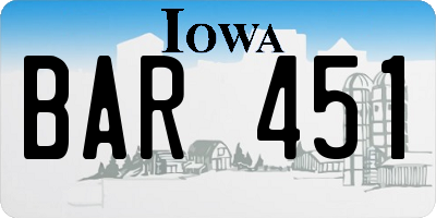 IA license plate BAR451