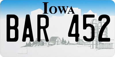 IA license plate BAR452