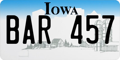 IA license plate BAR457