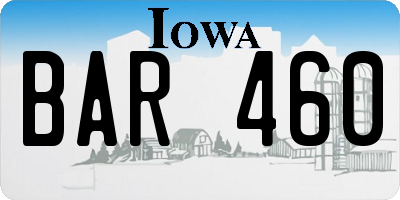 IA license plate BAR460