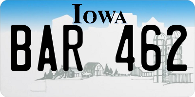 IA license plate BAR462