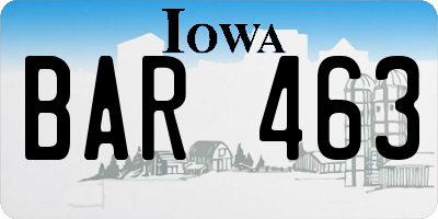 IA license plate BAR463