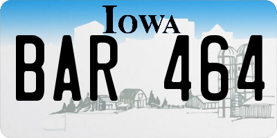 IA license plate BAR464