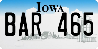 IA license plate BAR465