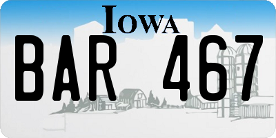 IA license plate BAR467