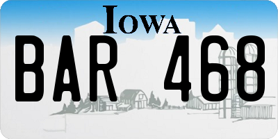 IA license plate BAR468