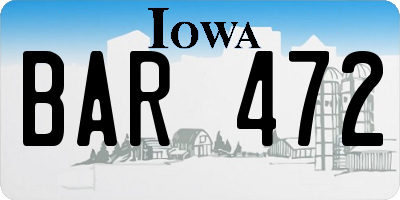 IA license plate BAR472