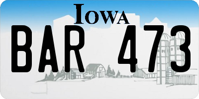 IA license plate BAR473