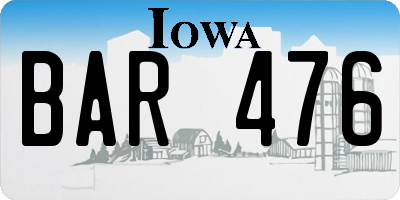 IA license plate BAR476