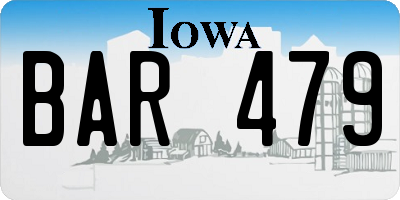 IA license plate BAR479