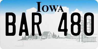 IA license plate BAR480