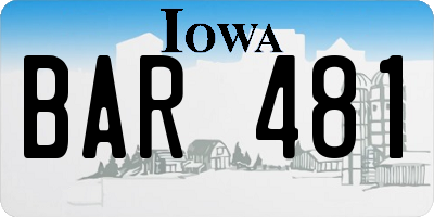 IA license plate BAR481