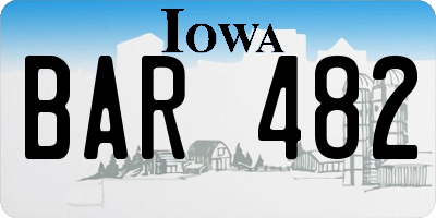IA license plate BAR482
