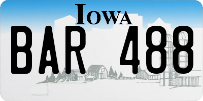 IA license plate BAR488