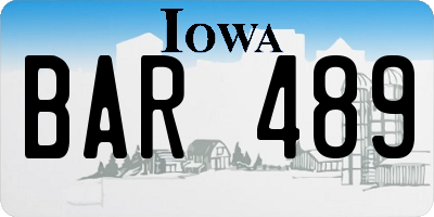 IA license plate BAR489