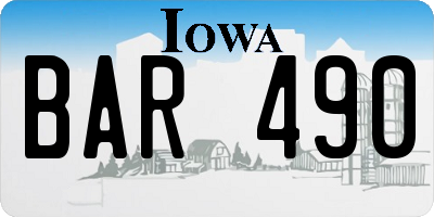 IA license plate BAR490