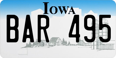 IA license plate BAR495