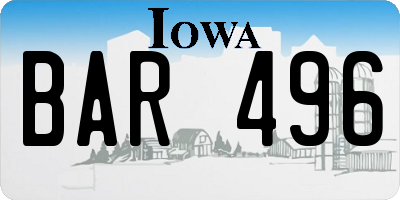 IA license plate BAR496
