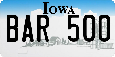 IA license plate BAR500