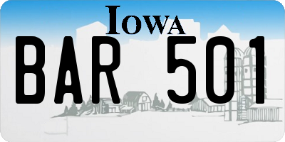 IA license plate BAR501