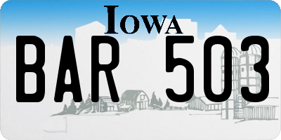 IA license plate BAR503