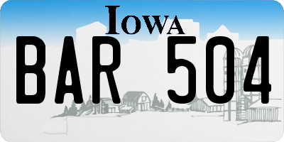 IA license plate BAR504