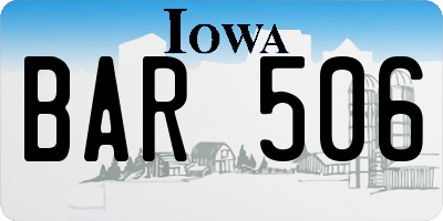 IA license plate BAR506
